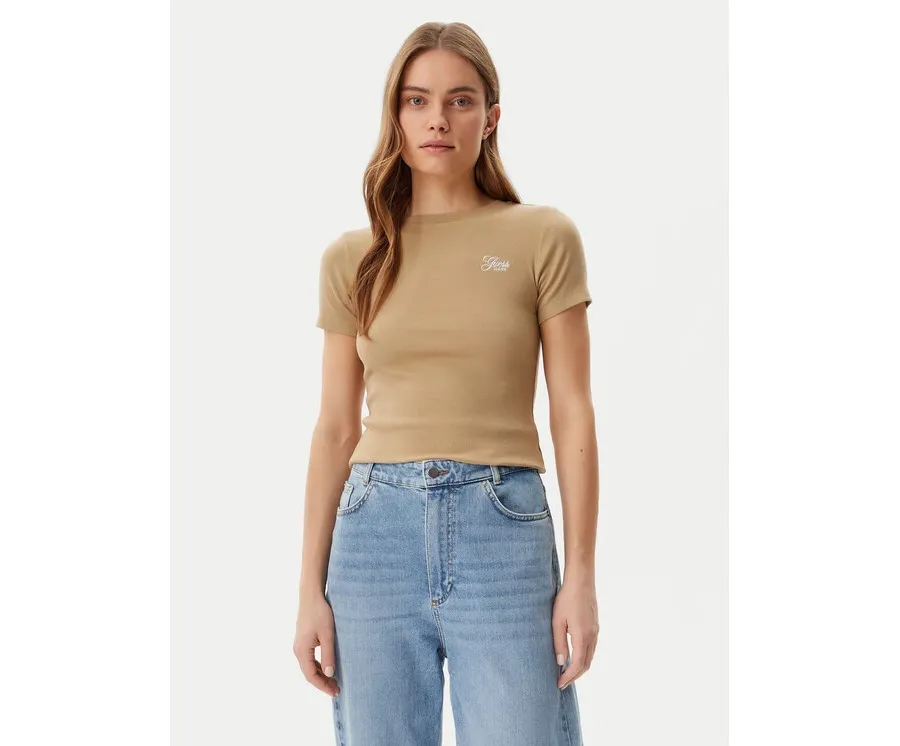 obrazek 1 Guess T-Shirt W5GP62 KA0H1 Beżowy Regular Fit