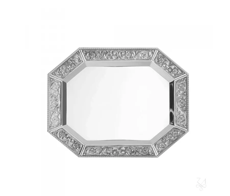 obrazek 1 Piękna stylowa ośmioboczna srebrna taca - Zaramella Argenti