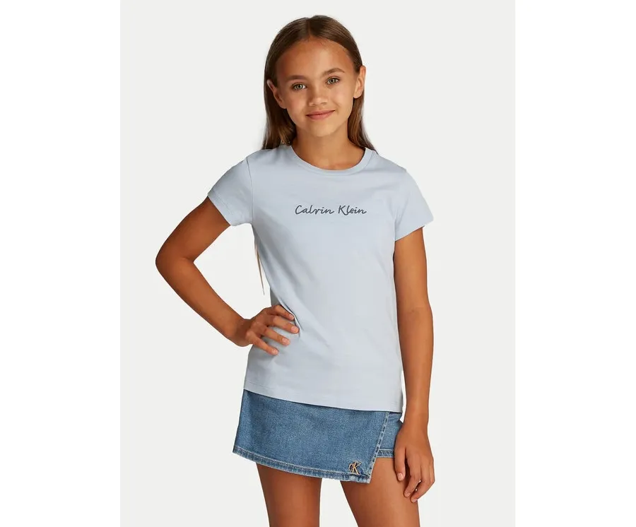 obrazek 1 Calvin Klein Jeans T-Shirt Script Logo IG0IG02857 Błękitny Slim Fit