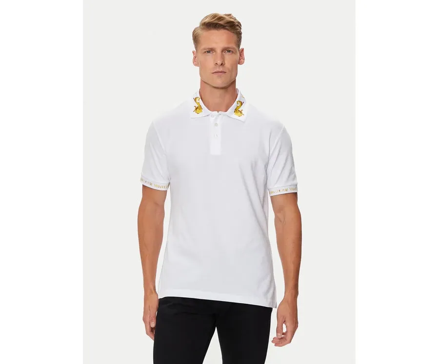 obrazek 1 Versace Jeans Couture Polo 76GAGT00 Biały Regular Fit