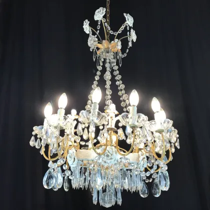 Zdjęcie Vintage kryształowo-porcelanowy żyrandol 12 świateł