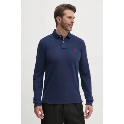 Zdjęcie Polo Ralph Lauren longsleeve bawełniany kolor niebieski gładki