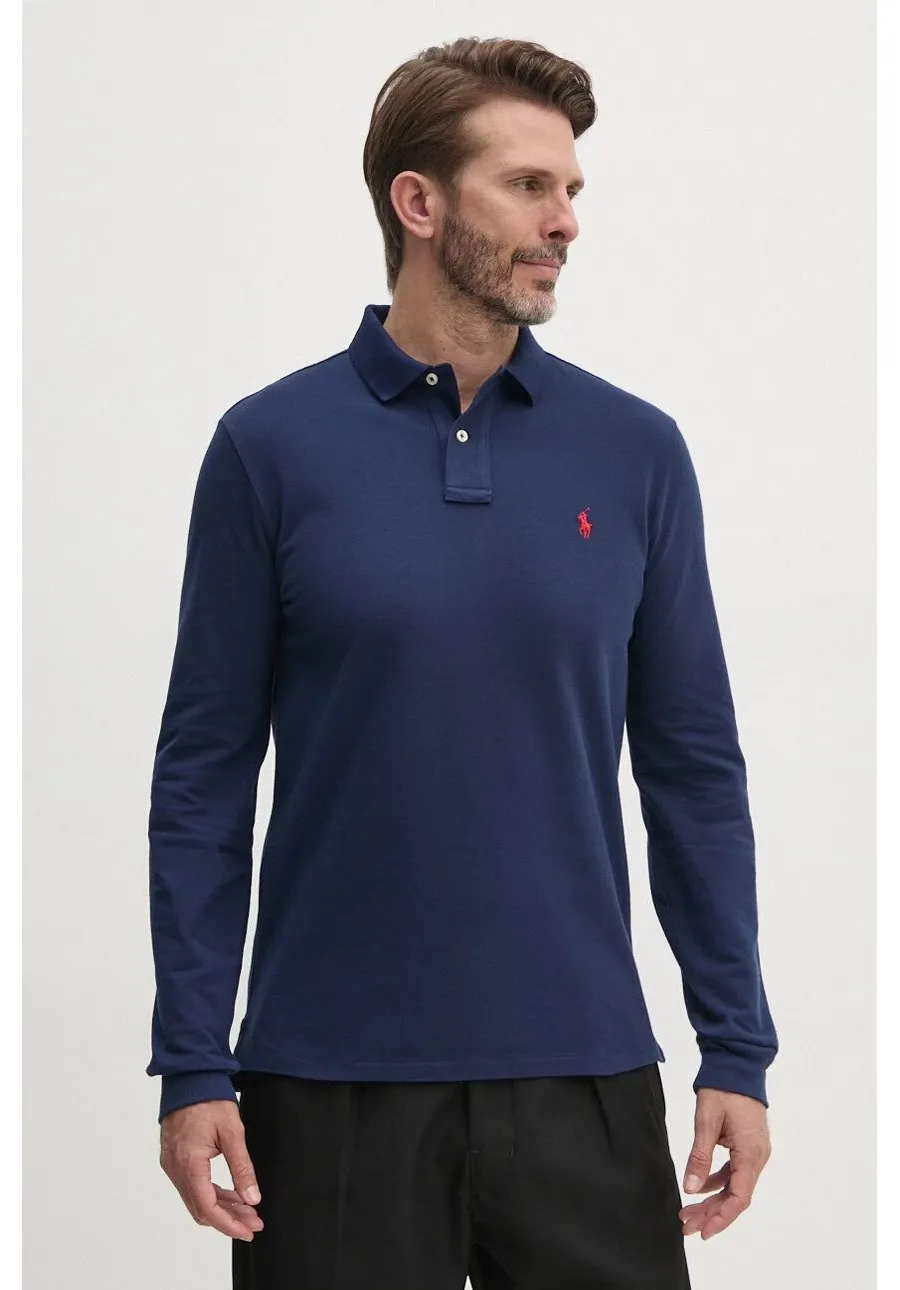 obrazek 1 Polo Ralph Lauren longsleeve bawełniany kolor niebieski gładki