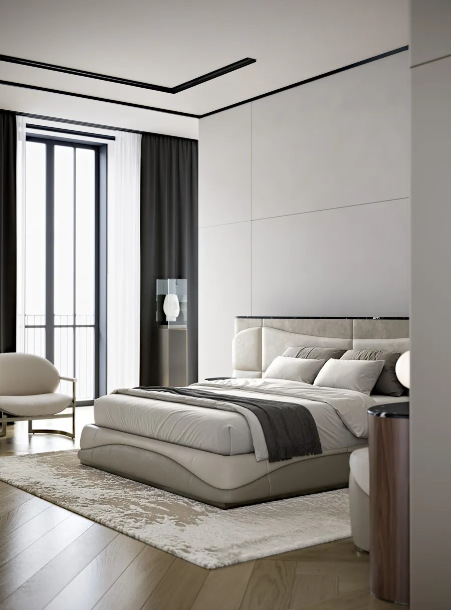 obrazek 20 Eleganckie włoskie łóżko do sypialni - styl modernistyczny