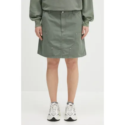 Zdjęcie Carhartt WIP spódnica jeansowa Maeve Double Knee Skirt kolor zielony midi prosta I034836