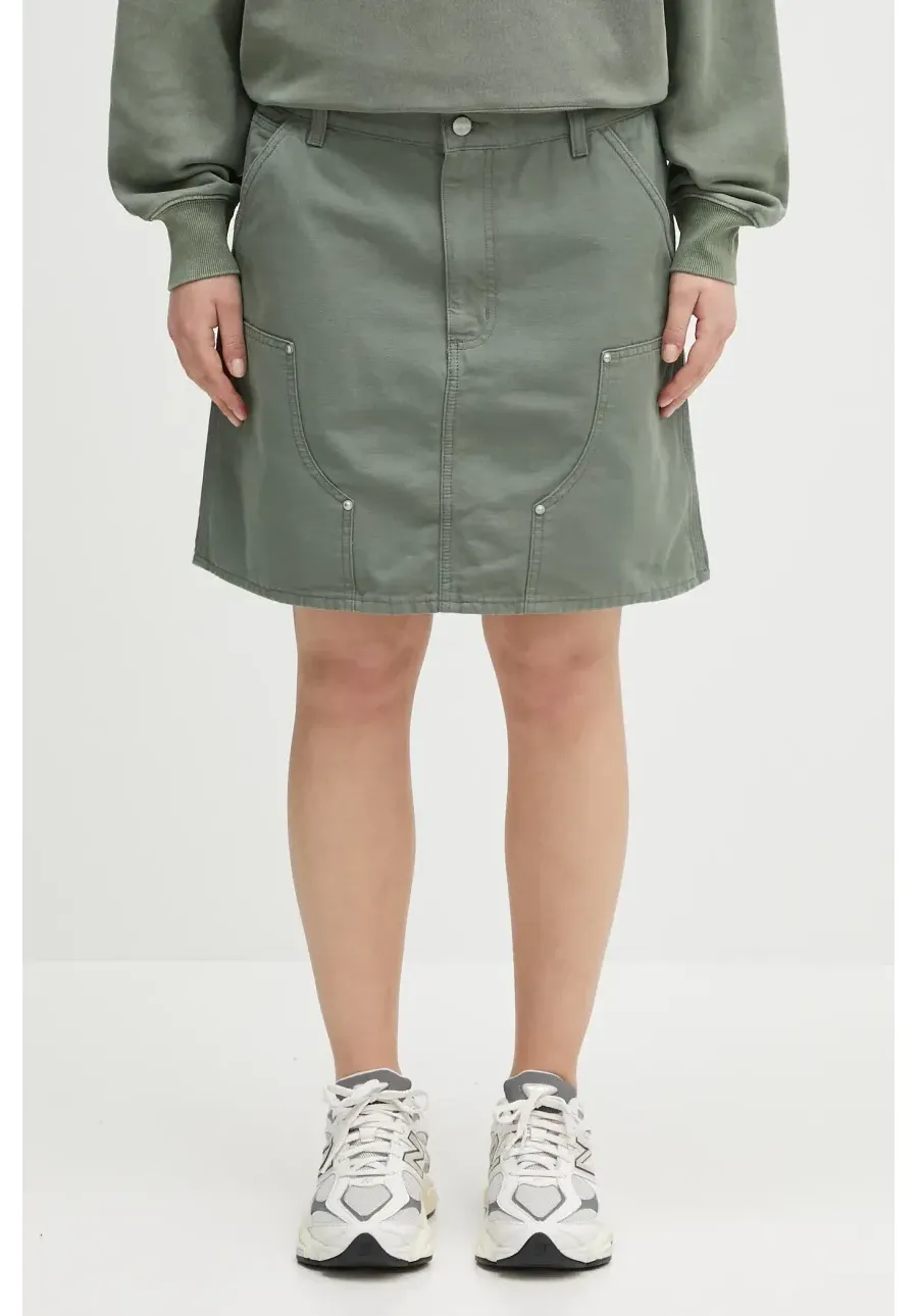 obrazek 1 Carhartt WIP spódnica jeansowa Maeve Double Knee Skirt kolor zielony midi prosta I034836