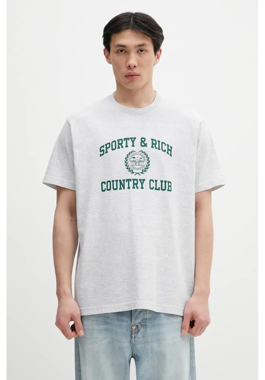 obrazek 1 Sporty & Rich t-shirt Varsity Crest kolor szary z nadrukiem TO043606218GY03