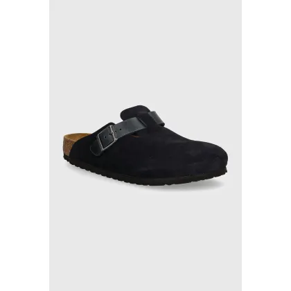 Zdjęcie Birkenstock klapki zamszowe Boston męskie kolor granatowy 1028210