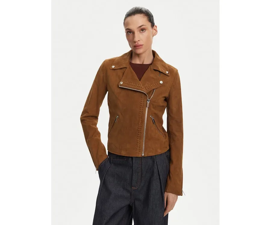 obrazek 1 Serge Pariente Kurtka skórzana Oxford Vs Brązowy Slim Fit