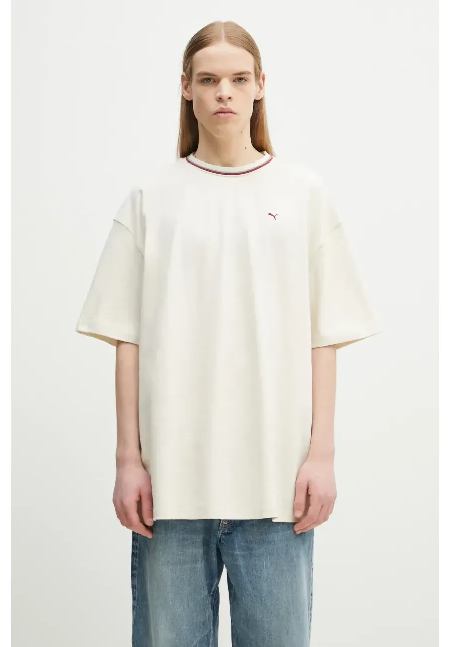 obrazek 1 Puma t-shirt bawełniany męski kolor beżowy gładki 629394
