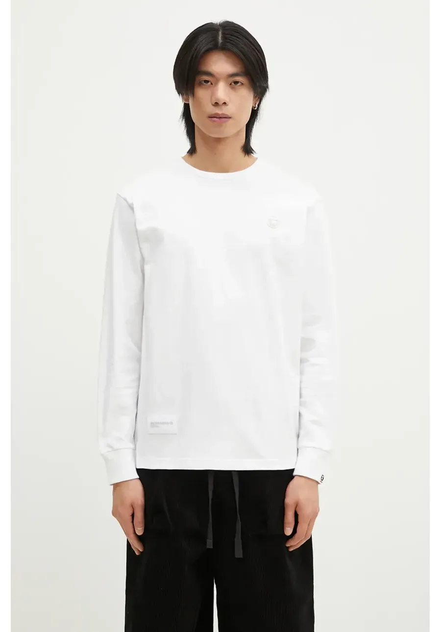 obrazek 1 AAPE longsleeve bawełniany Moon Face Logo kolor biały gładki AAPLTM1540XXN