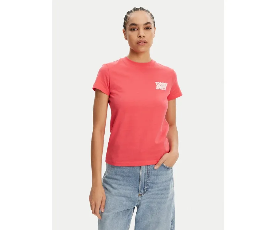 obrazek 1 Tommy Jeans T-Shirt Bubble DW0DW21338 Różowy Regular Fit