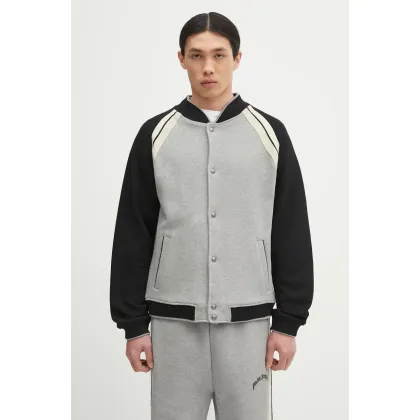 Zdjęcie Palm Angels bluza bawełniana Curved Logo Track Varsity męska kolor szary wzorzysta PMEK010S25FAB0010810