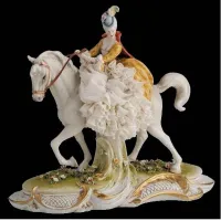 Picture Italian porcelain - figurine of a woman on horse
