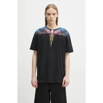 Zdjęcie Marcelo Burlon t-shirt bawełniany Icon Wings Basic T-Shirt Black Pink męski kolor czarny z nadrukiem CMAA056S25JER0011030