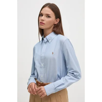 Zdjęcie Polo Ralph Lauren koszula damska kolor niebieski regular z kołnierzykiem klasycznym 211941520