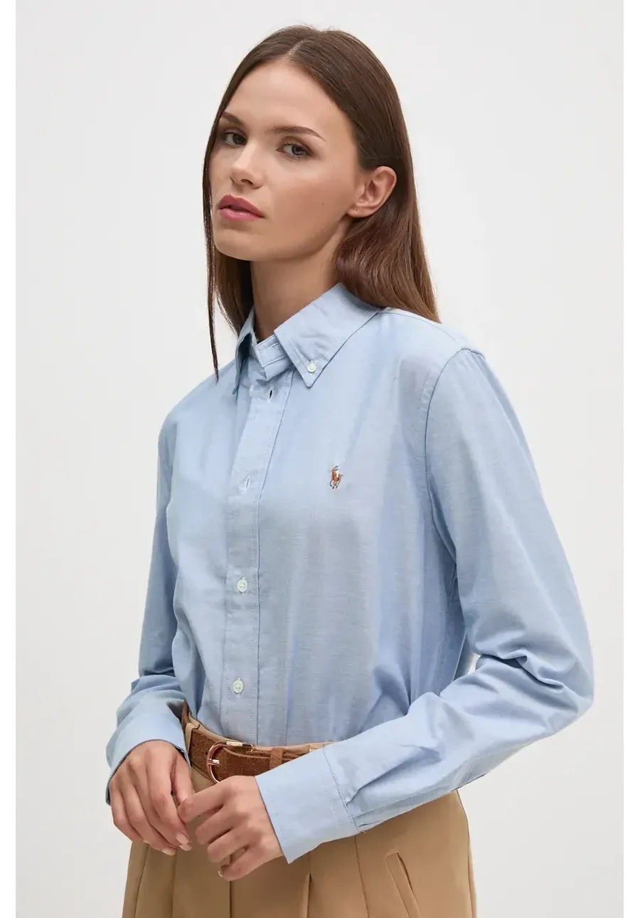 obrazek 1 Polo Ralph Lauren koszula damska kolor niebieski regular z kołnierzykiem klasycznym 211941520