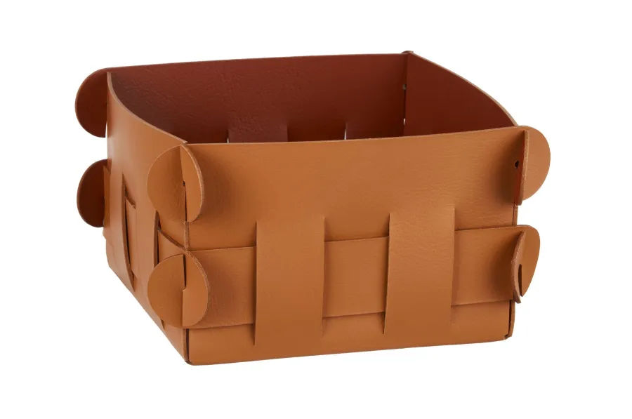 obrazek 1 Ekskluzywny skórzany mały koszyk Shlesser w kolorze koniakowym