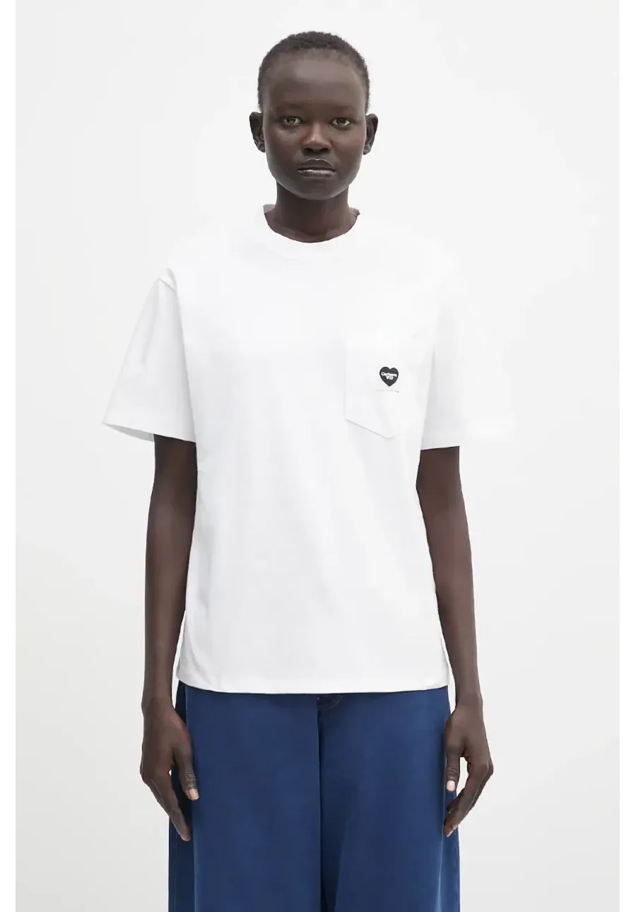 obrazek 1 Carhartt WIP t-shirt bawełniany S/S Pocket Heart T-Shirt damski kolor biały I032180