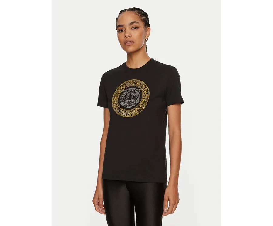 obrazek 1 Just Cavalli T-Shirt 77PAHE24 Czarny Slim Fit
