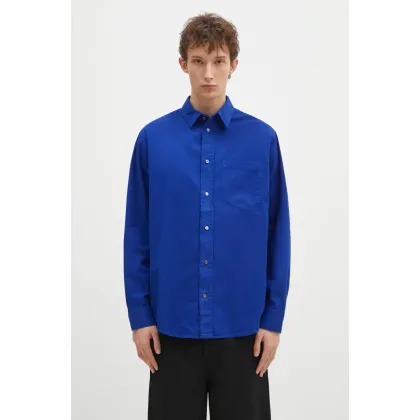 Zdjęcie Wood Wood koszula bawełniana Nico Shirt męska kolor niebieski relaxed z kołnierzykiem klasycznym 12435300.1189