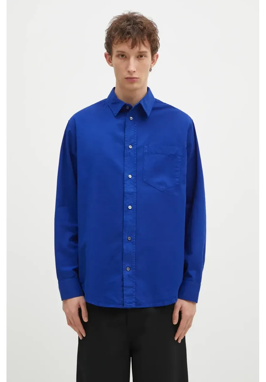 obrazek 1 Wood Wood koszula bawełniana Nico Shirt męska kolor niebieski relaxed z kołnierzykiem klasycznym 12435300.1189