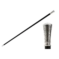 Picture Classic black walking stick with a beautiful decorated handle - Pasotti
