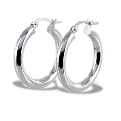 Zdjęcie Klasyczne okrągłe kolczyki z białego złota (22 mm)