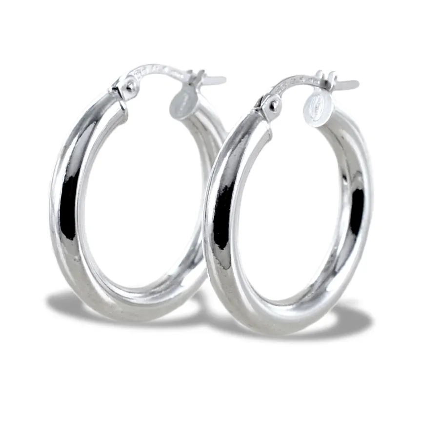 obrazek 1 Klasyczne okrągłe kolczyki z białego złota (22 mm)