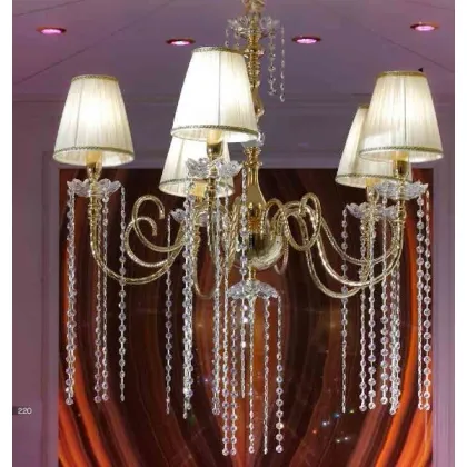 Zdjęcie Stylowy żyrandol w chromowanej diamentowej tubie z kryształowymi spodeczkami i zawieszkami Swarovskiego - Il Paralume Marina