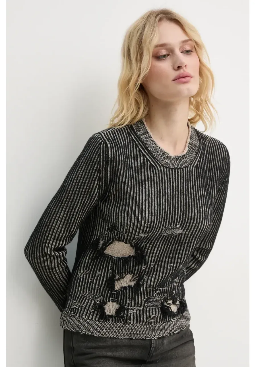 obrazek 1 MM6 Maison Margiela sweter dwustronny wełniany kolor czarny  S62HL0026.M13076