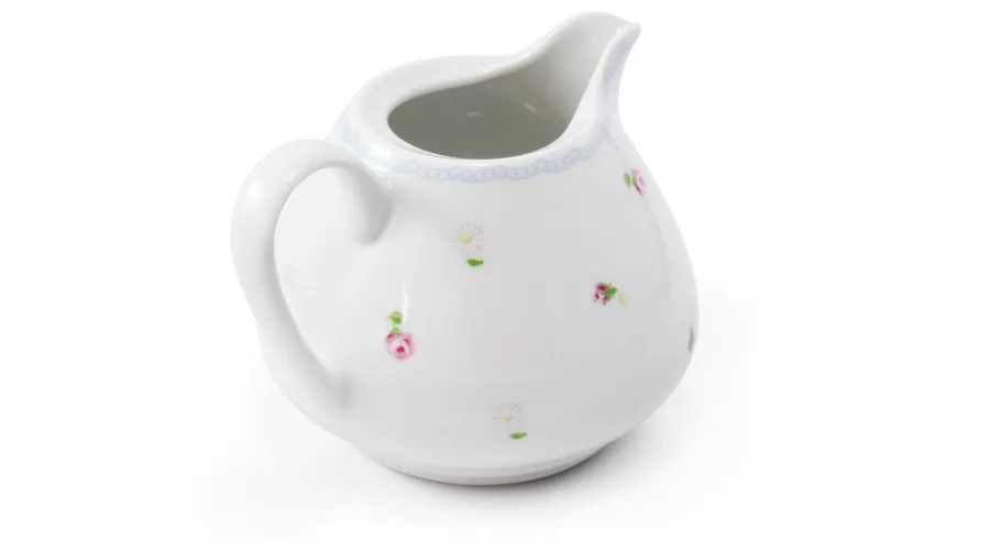 obrazek 2 Stylowy dzbanuszek na mleko z porcelany zdobiony kwiatowym motywem – Leander