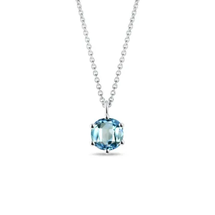 Zdjęcie Naszyjnik z białego złota z okrągłym topazem Swiss Blue KLENOTA