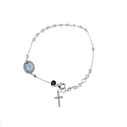 Zdjęcie Elegancka bransoletka różaniec z obrobionymi kulami cm.19