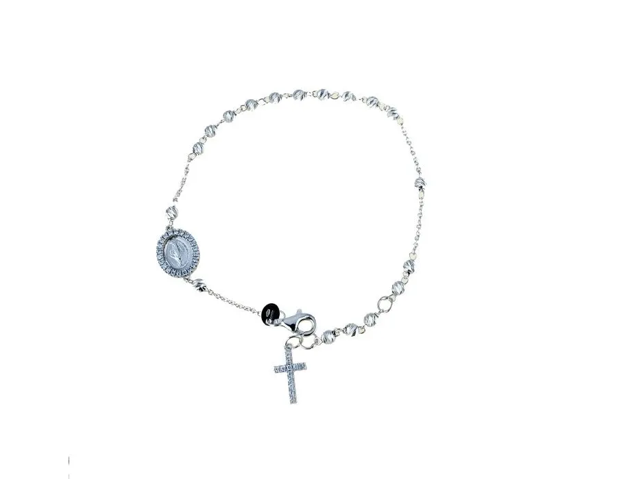 obrazek 1 Elegancka bransoletka różaniec z obrobionymi kulami cm.19