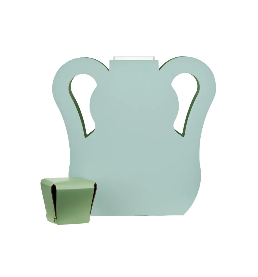 obrazek 3 Designerski skórzany wazon Otto 9x40xH45 cm w kolorze jasnego pastelowego błękitu