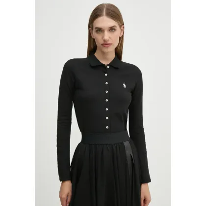 Zdjęcie Polo Ralph Lauren koszula damska kolor czarny slim z kołnierzykiem klasycznym 211941176