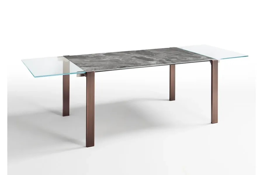 obrazek 4 Ekskluzywny stół z ceramicznym blatem oraz wysuwanymi szklanymi elementami - Tonelli Design