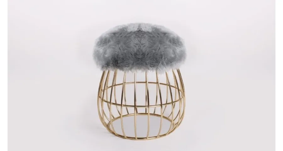 picture 2 Luxurious stool with a real sheepskin coat on the seat – Ottiu brand