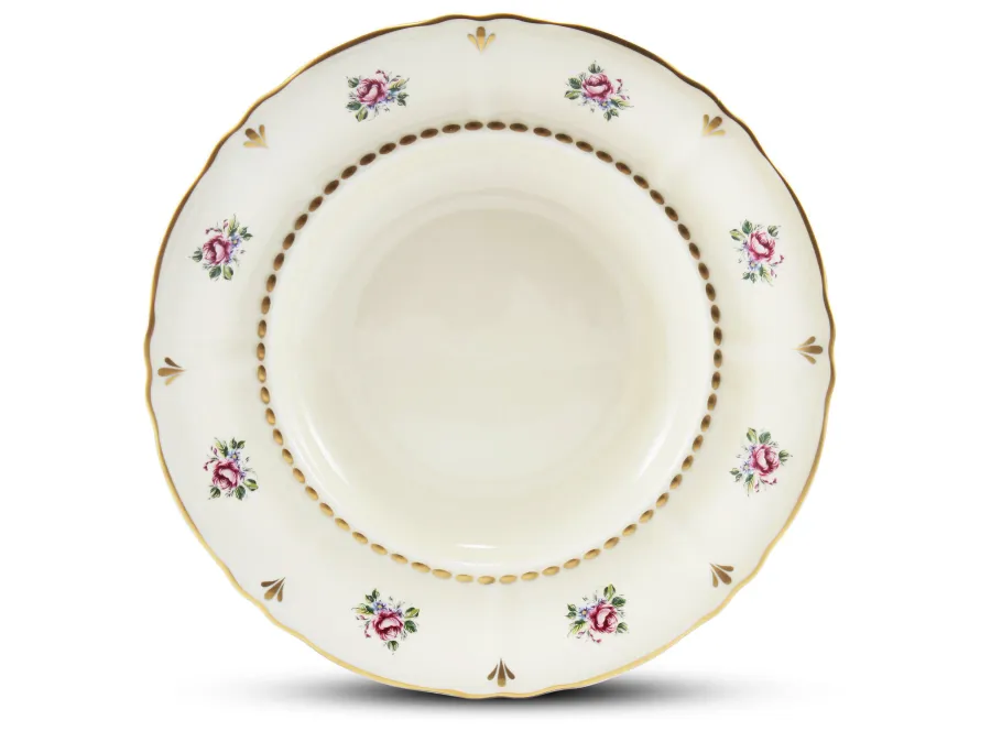 obrazek 1 Stylowy głęboki talerz z porcelany z klasycznej kolekcji Bohemian rose ivory – Leander