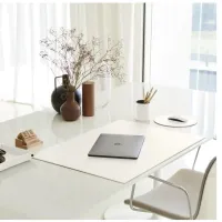 Picture Made of real leather - white Palladio desk pad