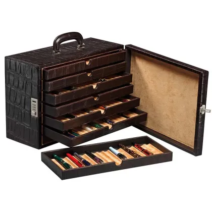 Picture Luxurious, solid suitcase for fountain pens - 7 drawers