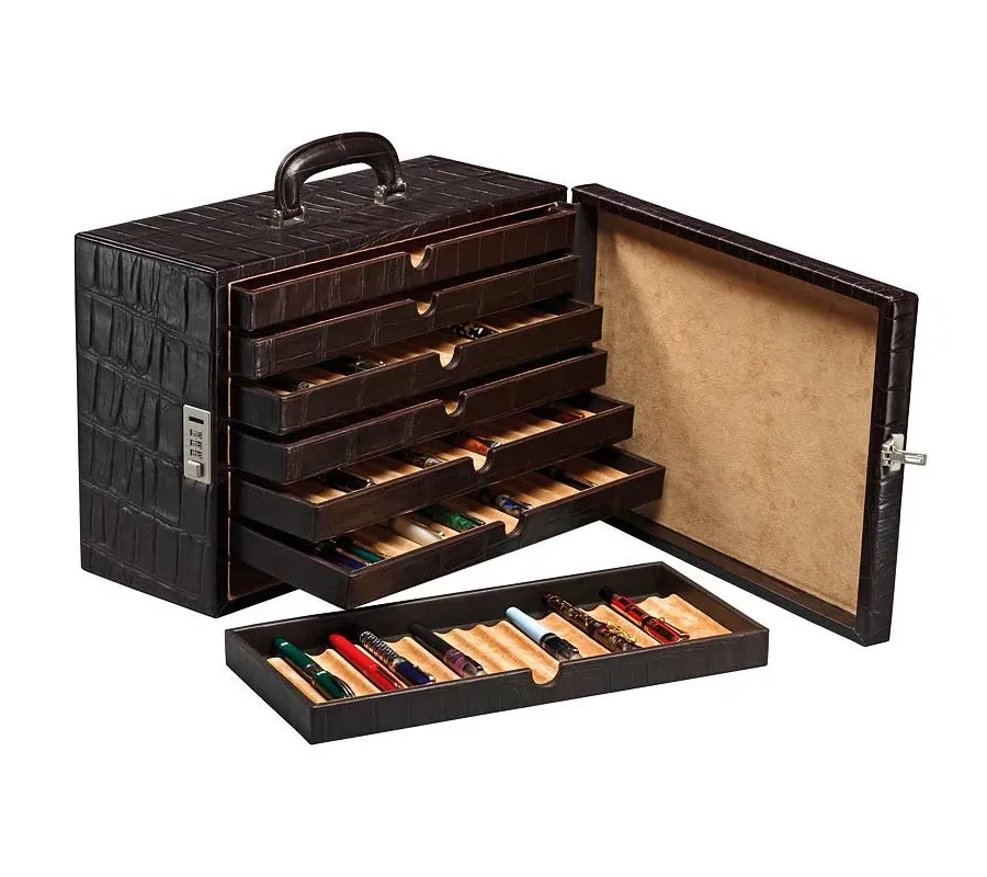 picture 1 Luxurious, solid case for fountain pens - 7 drawers - Absolute Breton