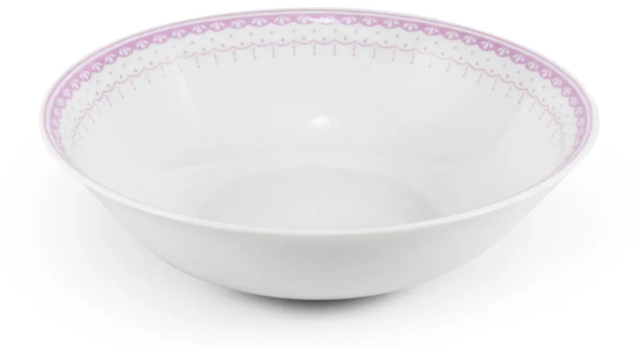 obrazek 1 Luksusowa miska sałatkowa z porcelany zdobiona różowym ornamentem - Leander