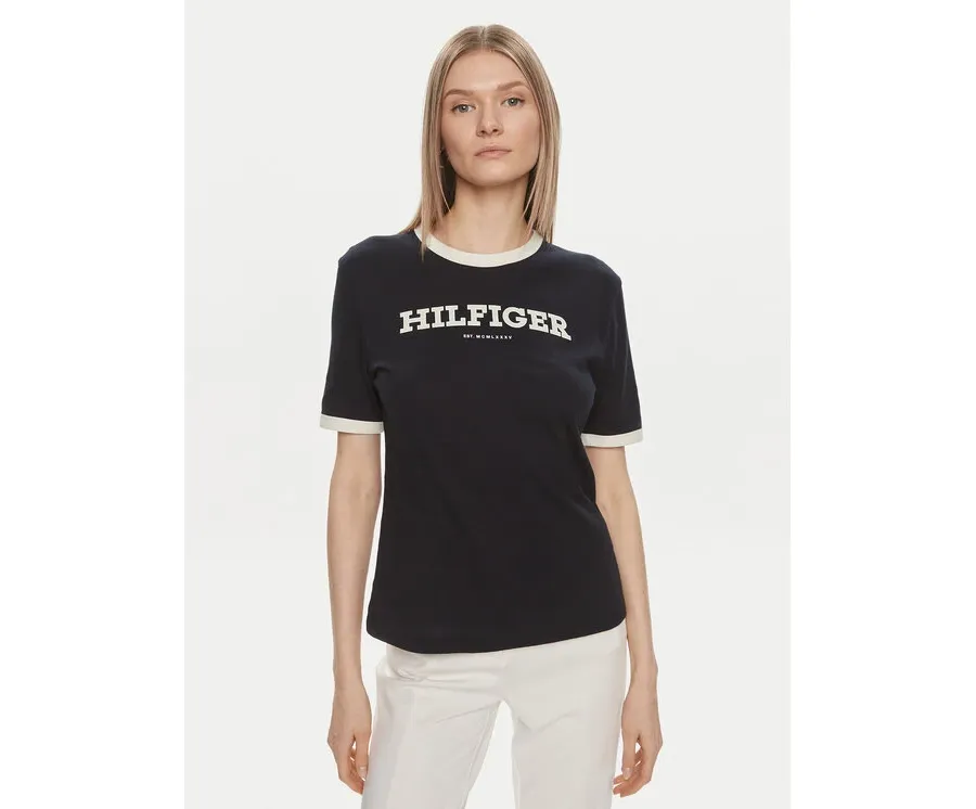 obrazek 1 Tommy Hilfiger T-Shirt Monotype WW0WW41208 Granatowy Regular Fit