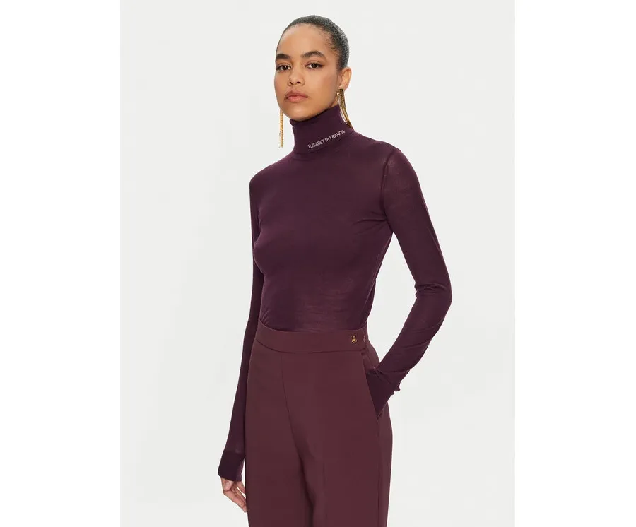 obrazek 1 Elisabetta Franchi Golf MK-25S-47E2 Bordowy Regular Fit