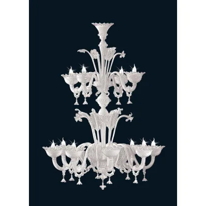 Zdjęcie Szykowny żyrandol na 8 żarówek z dekoracyjnego szkła Murano