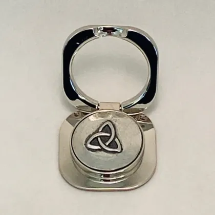 Picture Mobile phone holder made of pewter decorated with a trinity knot motif