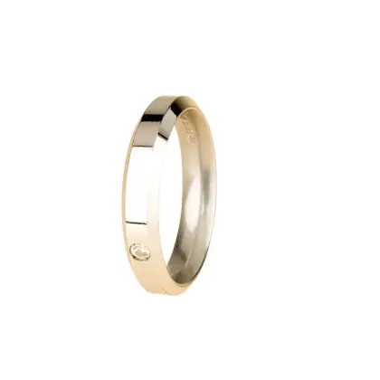 Zdjęcie Piękna obrączka z żółtego złota z diamentem o masie 0,01 ct. 3mm szerokości