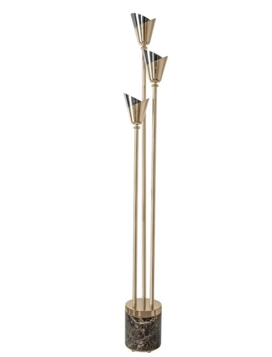 obrazek 1 Elegancka lampa podłogowa z mosiądzu i marmurową podstawą